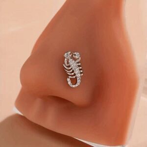 WHITE GOLD DIAMOND SCORPION L ROD NOSE RING